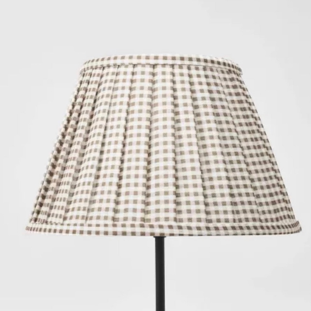 Gingham Pleated Lamp Shade Brown - Threshold™ designed with Studio McGee